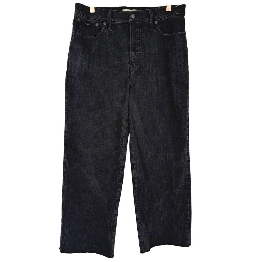 Madewell Womens Perfect Vintage Wide-Leg Jeans Black Wash Denim Raw Hem Size 31 - Picture 5 of 13